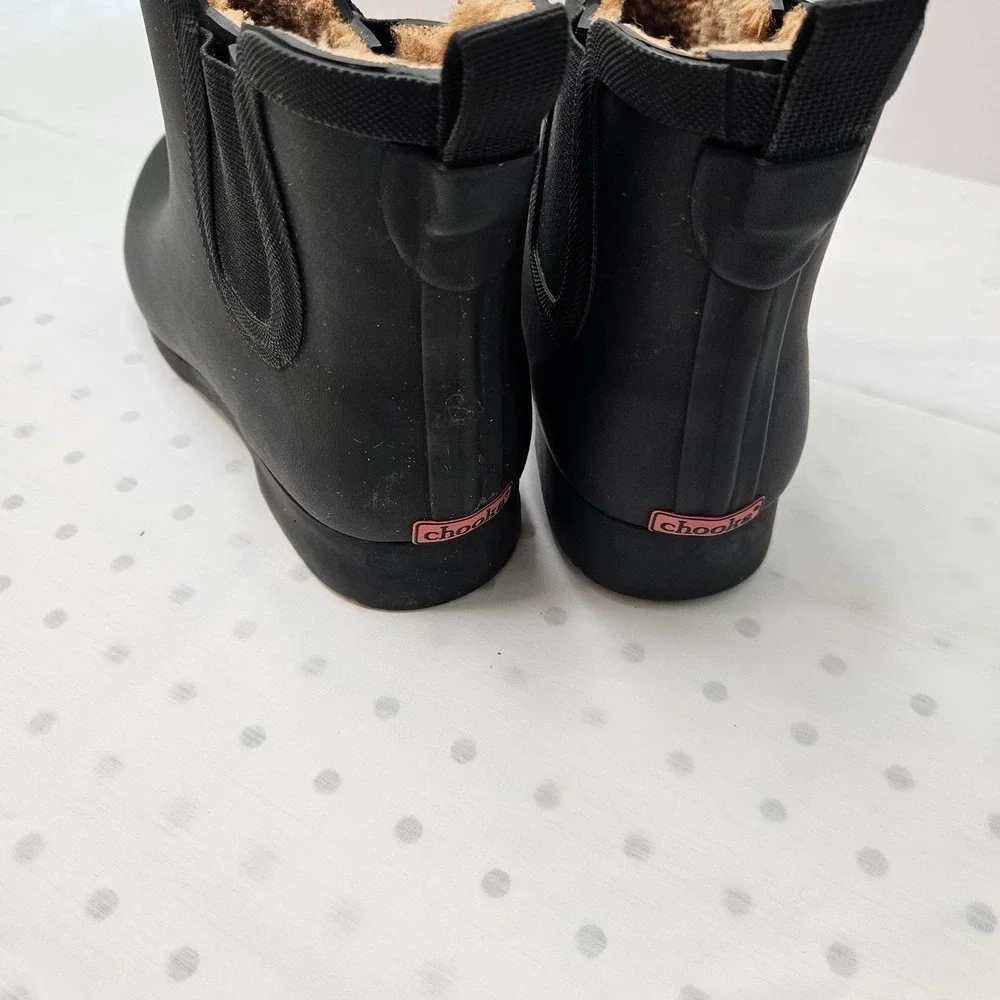 Chooka Women's Delridge Chelsea Waterproof Plush Lined Rain Boots in‎ Black